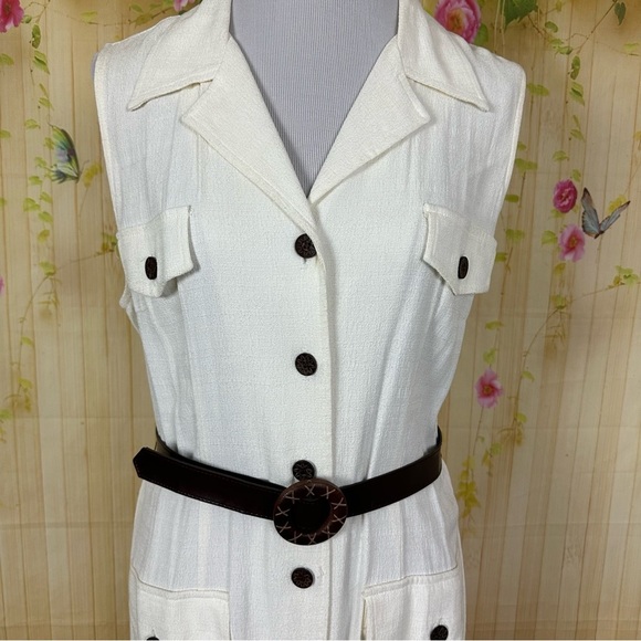 VINTAGE Sherri Martin White Button Up Dress Size 16 - Picture 3 of 12